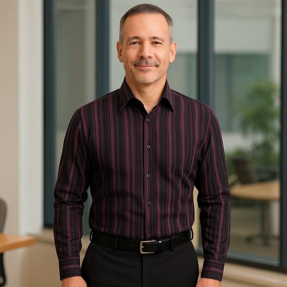 Axcess Purple Pinstripe Long Sleeve Dress Shirt - Picture 2 of 8